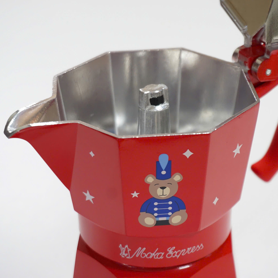 Set ấm Moka Bialetti Express Orsetto Teddy Bear Red (2)